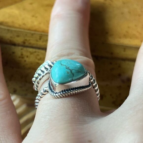 Royston Turquoise Sterling Silver Arrow Ring Size 6 - Picture 2 of 8